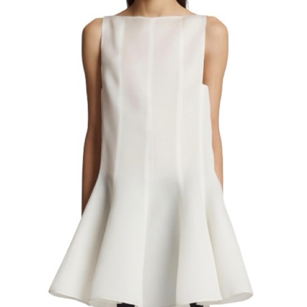 KHAITE Mags Silk Gazar Mini Dress in Chalk White - Size 8 - New w/out Tags